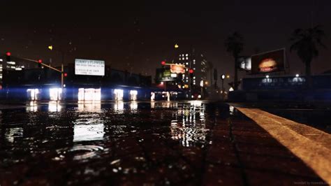 Walking in the Rain at Night in GTA V .